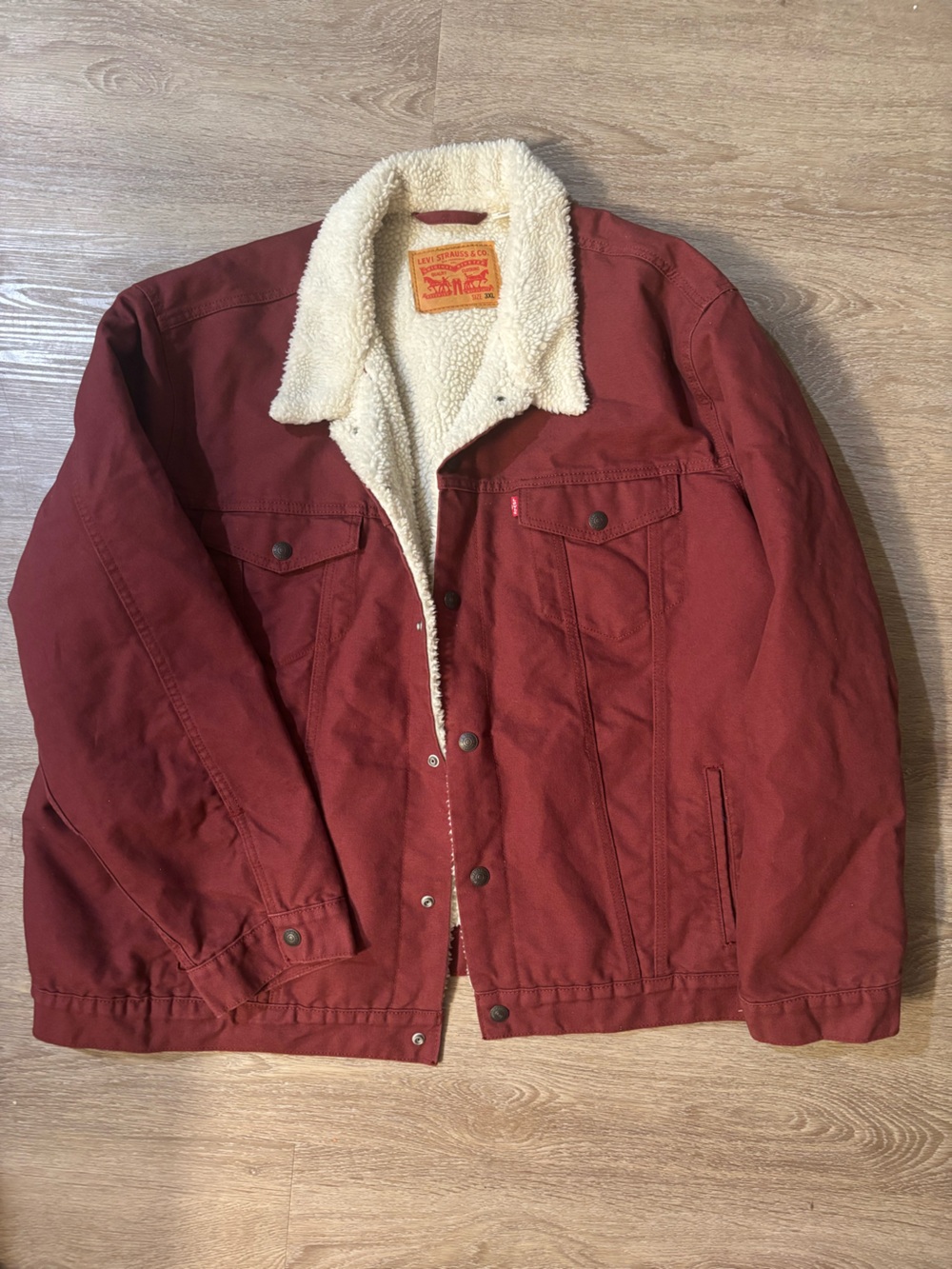 Levi's Red Sherpa-Lined Trench Jacket